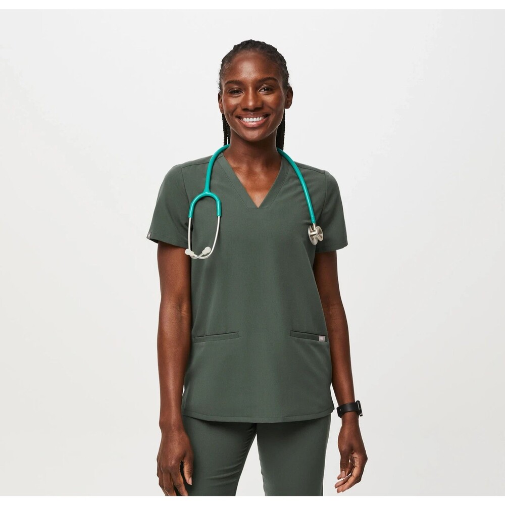 Figs Technical Collection Casma Three-Pocket Scrubs Top Green Size XXL